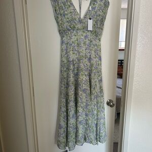 Astr Green and Purple Floral Maxi Dress